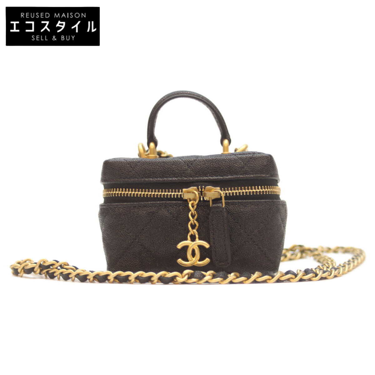 CHANEL シャネル 31番 AP2194 黒 キャビア G金具 とっ始め手持ち部分 ミニバニティショルダー ショルダーバッグ 黒いこと/GD金具 レディース 【中古】