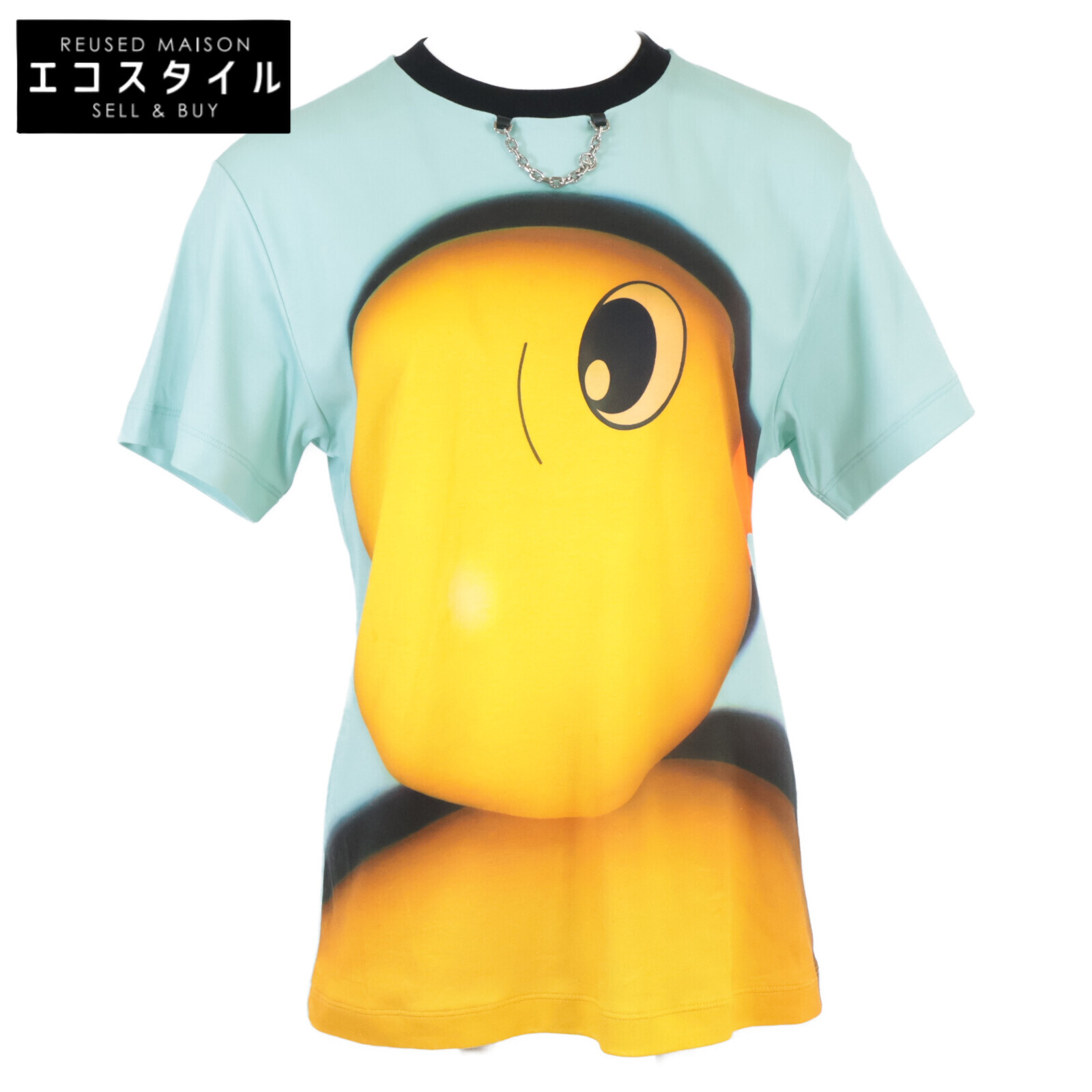 LOUIS VUITTON ルイヴィトン 【美品/国内正規/24SS】RW242WW MRV FRTS42 LVダック 襟元チェーン付 半袖Tシャツ/ トップス XS グリーン/イエロー レディース 【中古】