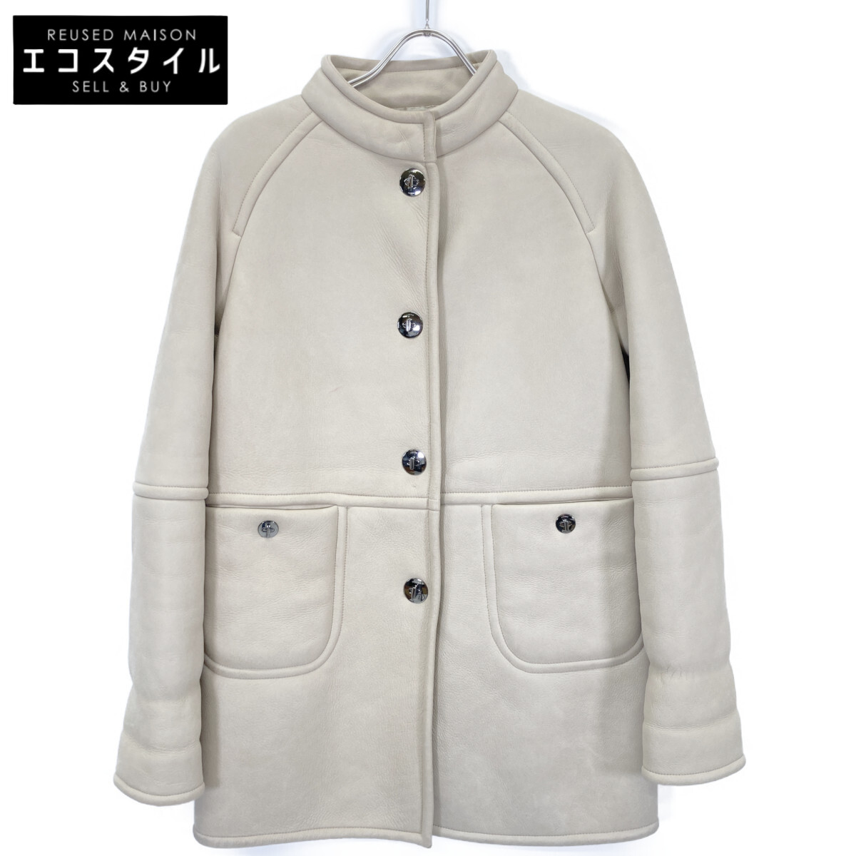 LOEWE ロエベ 象牙色 ムートンコート 厚地の外套   36 ベージュ レディース 【中古】