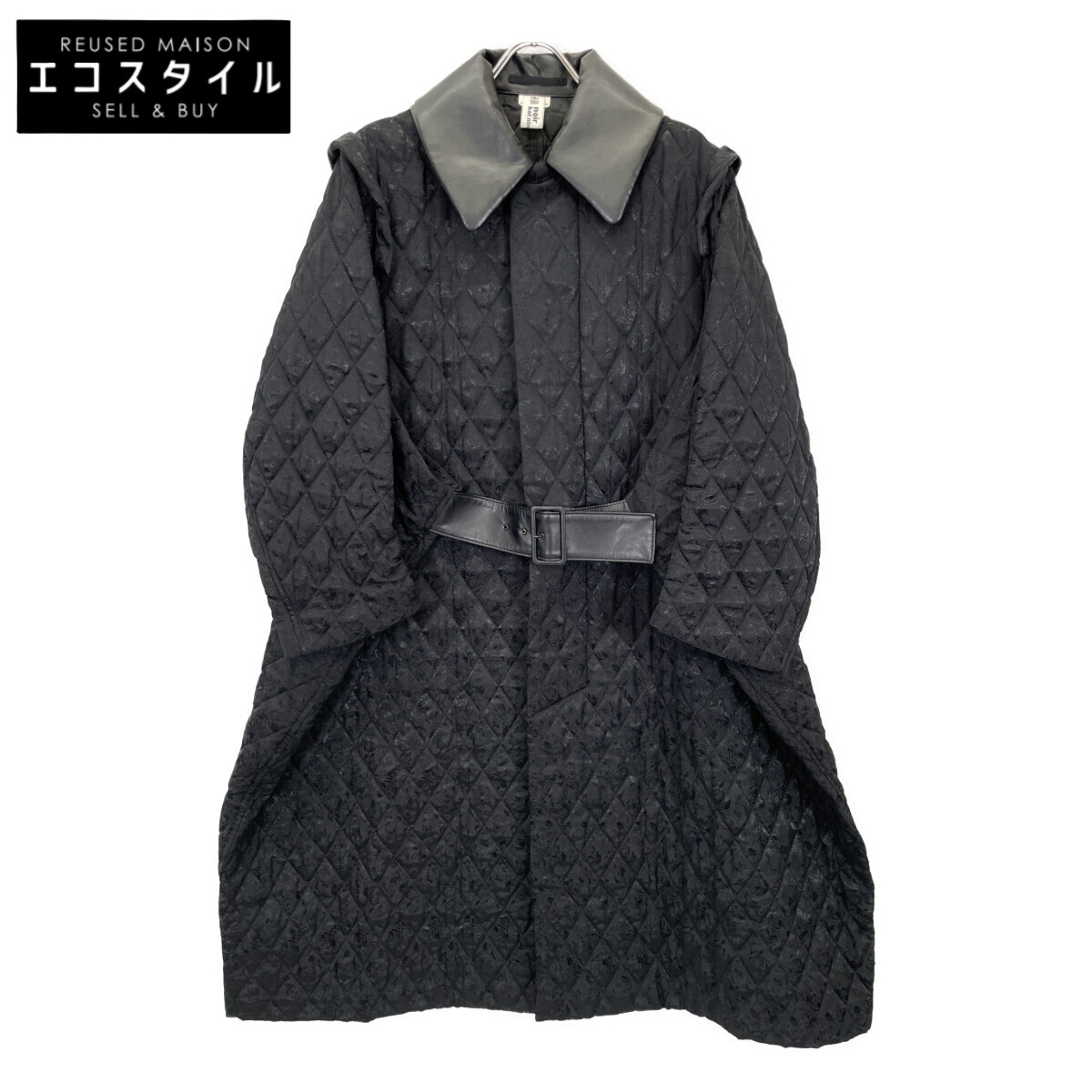 COMME des GARCONS Noir Kei Ninomiya コムデギャルソンノワールケイニノミヤ AD2017 3TーC005 黒いこと 花柄 ベルテッドキルティングコート 厚地の外套   S 黒いこと レディース 【中古】