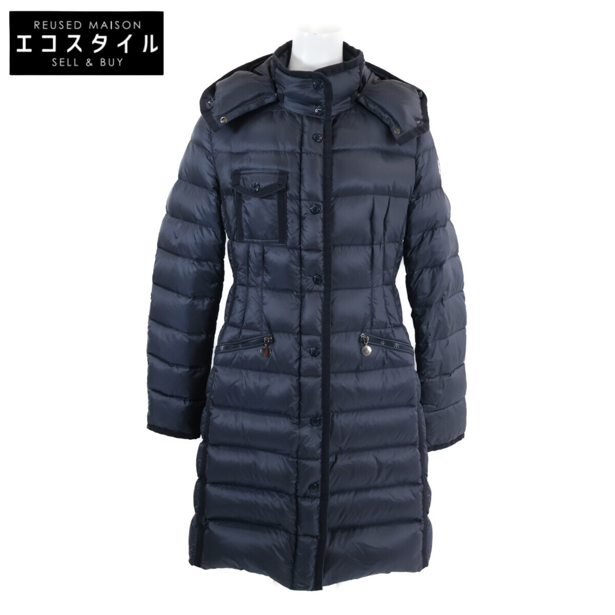 MONCLER モンク線路 HERMINE エルミンヌ 落ちこむ 厚地の外套   2 米国海軍 レディース 【中古】