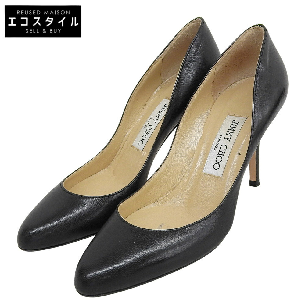 JIMMY CHOO ジミーチュウ 247 GILBERT KID ヒールパンプス レディース ブラック 35 1/2 シューズ 35 1/2 ブラック レディース 【中古】