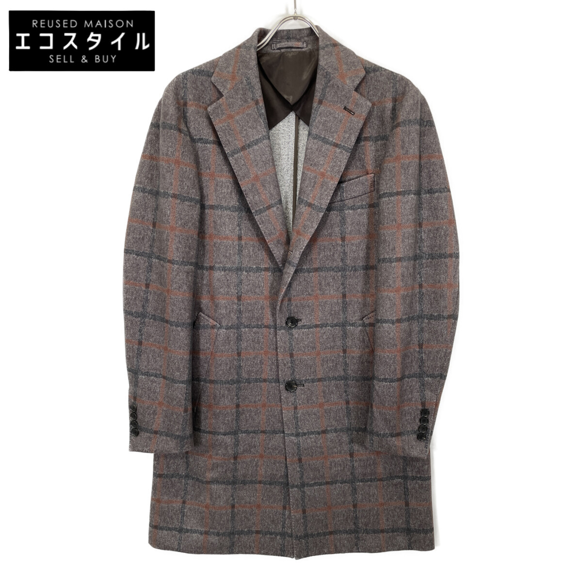 ESTNATION エストネーション 赤銅色 20AW ペーンチェック チェスターコート 厚地の外套   赤銅色 メンズ 【中古】