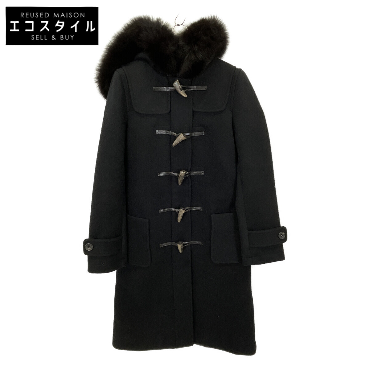 BORDERS at BALCONY ボーダーズアットバルコニー × SAGA FURS 黒いこと ダッフルコート 厚地の外套   38 黒いこと レディース 【中古】
