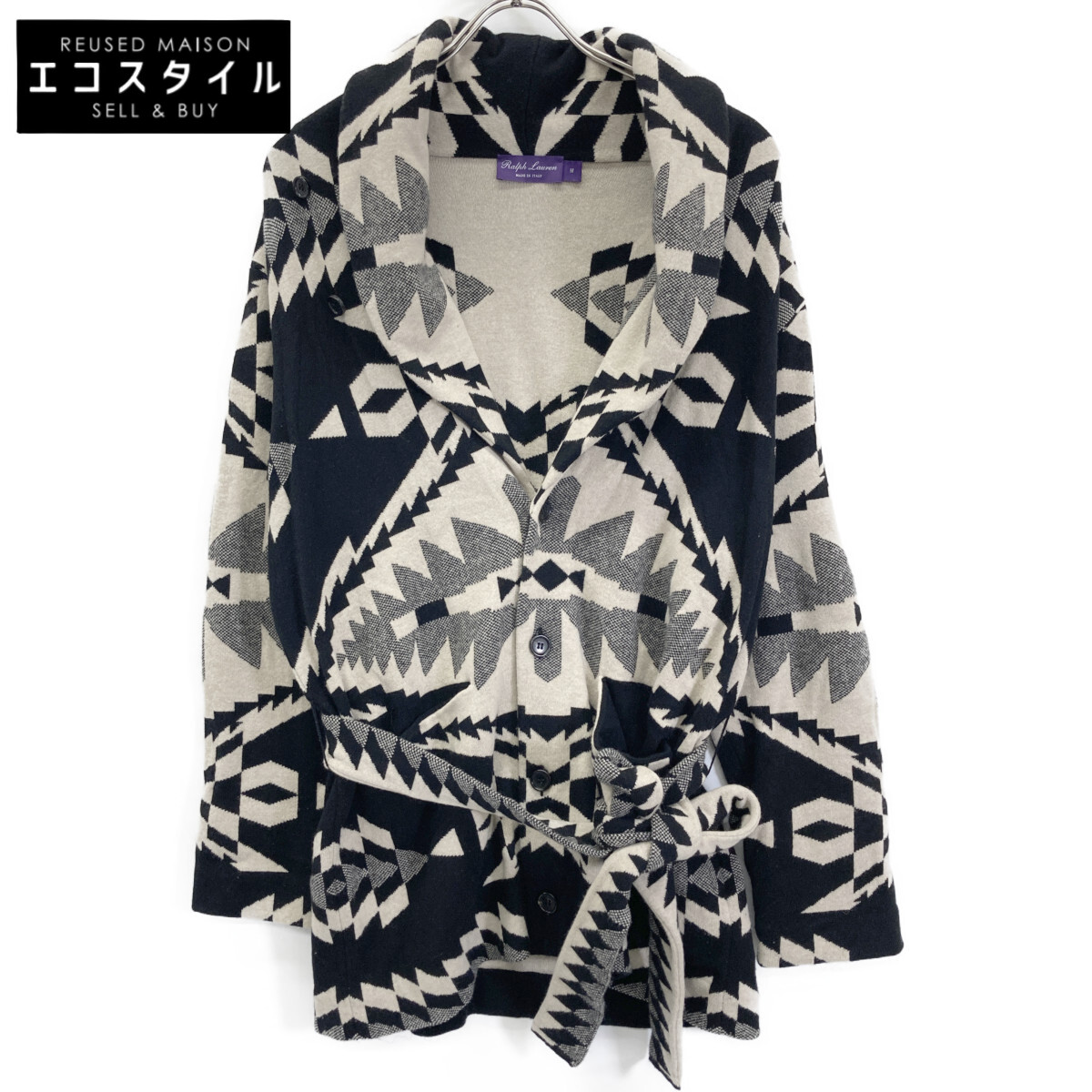 RalphLauren PURPLE LABEL ラルフローレン パープルレーベル 黒いこと 原住民柄 カシミール混 ジレー トップス   ? 黒いこと レディース 【中古】