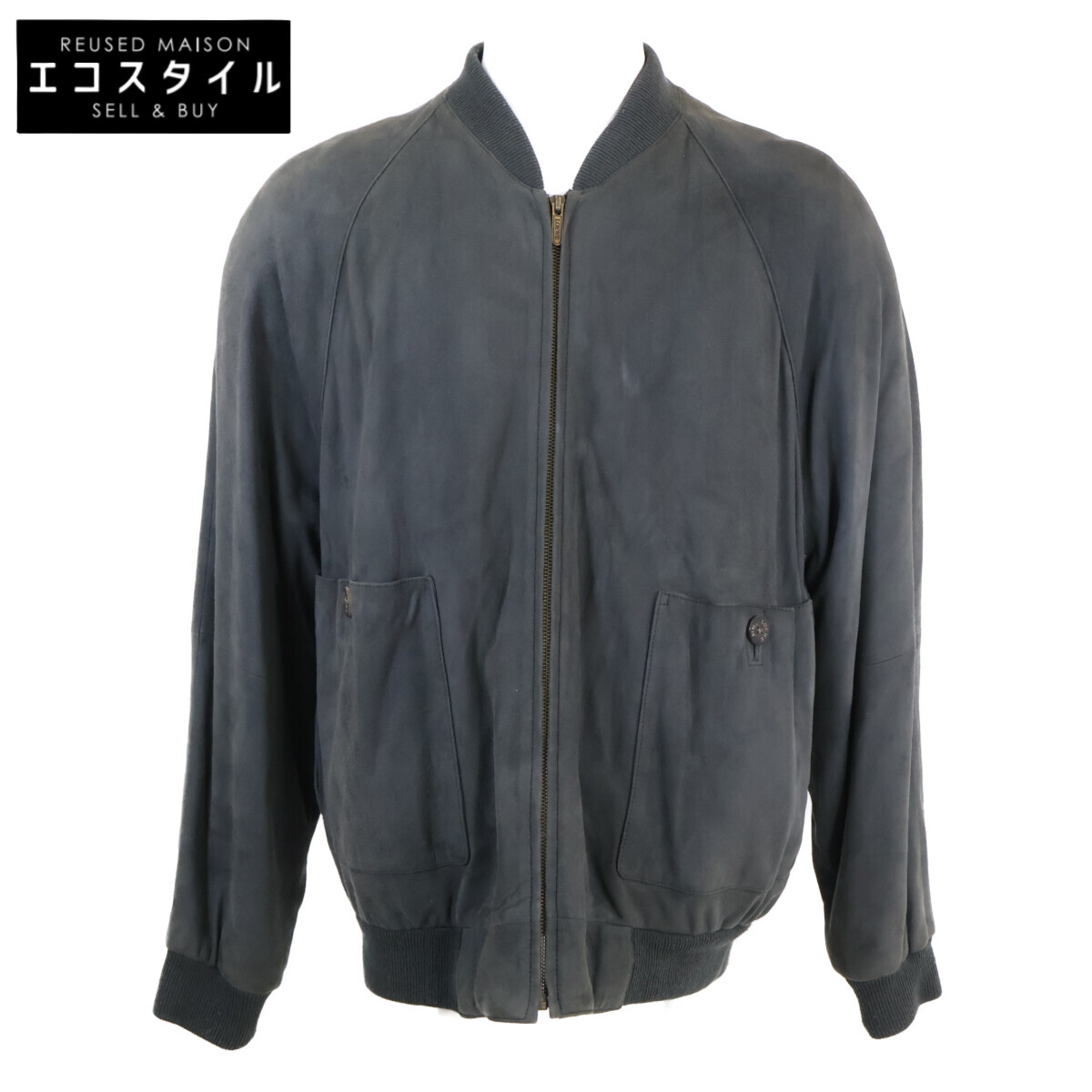 LOEWE ロエベ スエード ジップアップ ジャケット 50 グレー メンズ 【中古】