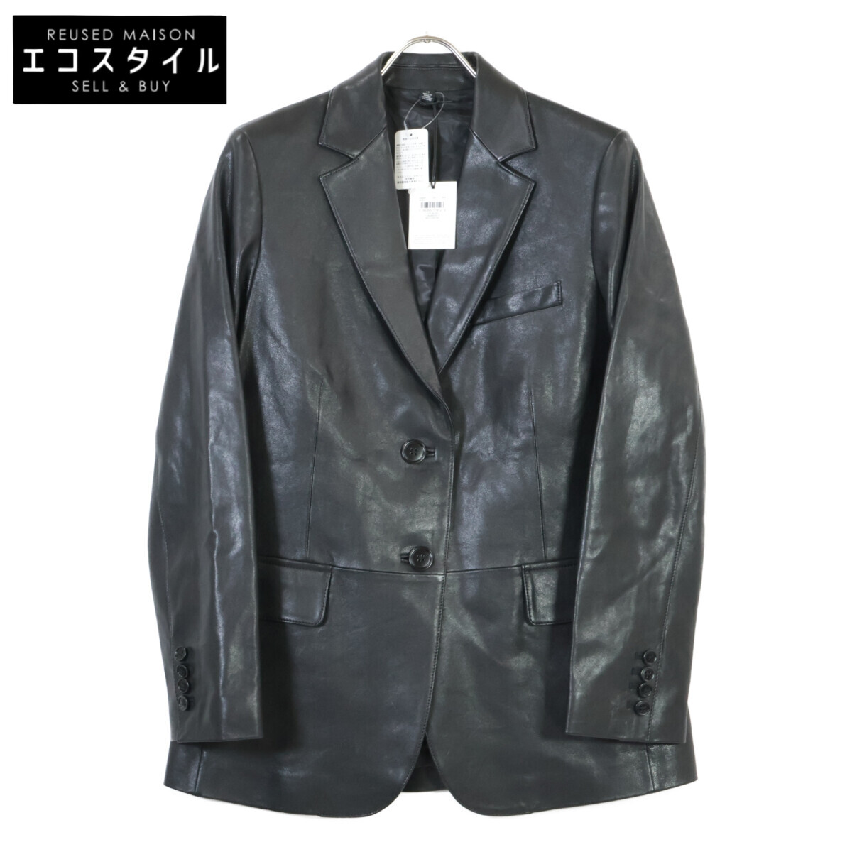 COACH コーチ 【美品/国内正規】CQ220 ラムレザー 2Bテーラード ジャケット XS ブラック レディース 【中古】