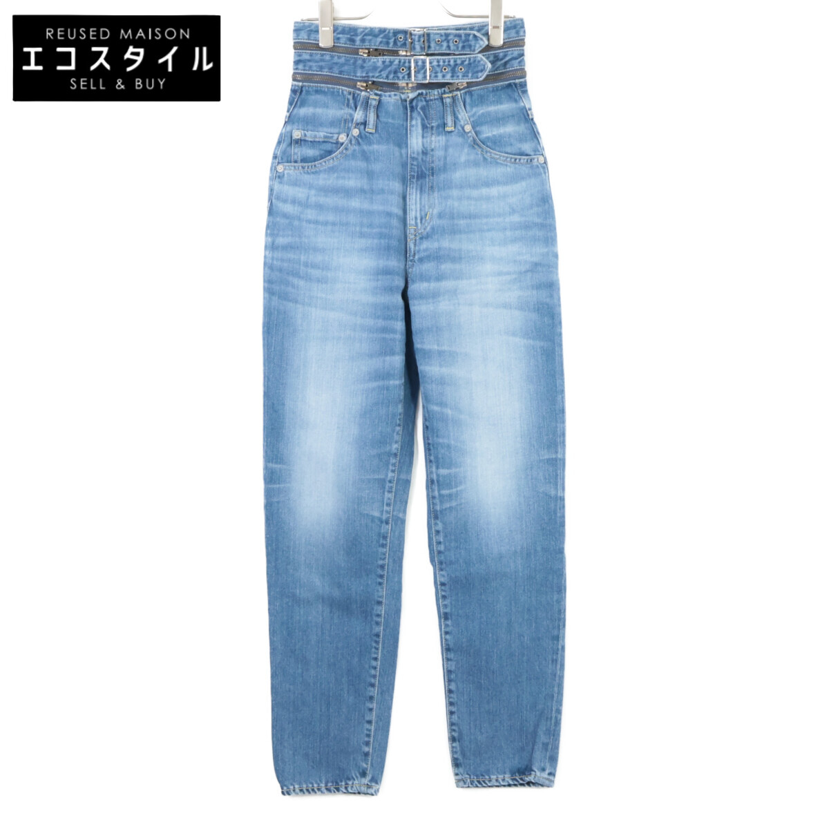 HYSTERIC GLAMOUR ヒステリックグラマー 01183AP12 インディゴブルー USED処理 ZIPベルトテーパードデニムパンツ ボトムス   25 インディゴ レディース 【中古】 レディースファッション-ボトムス-パンツ