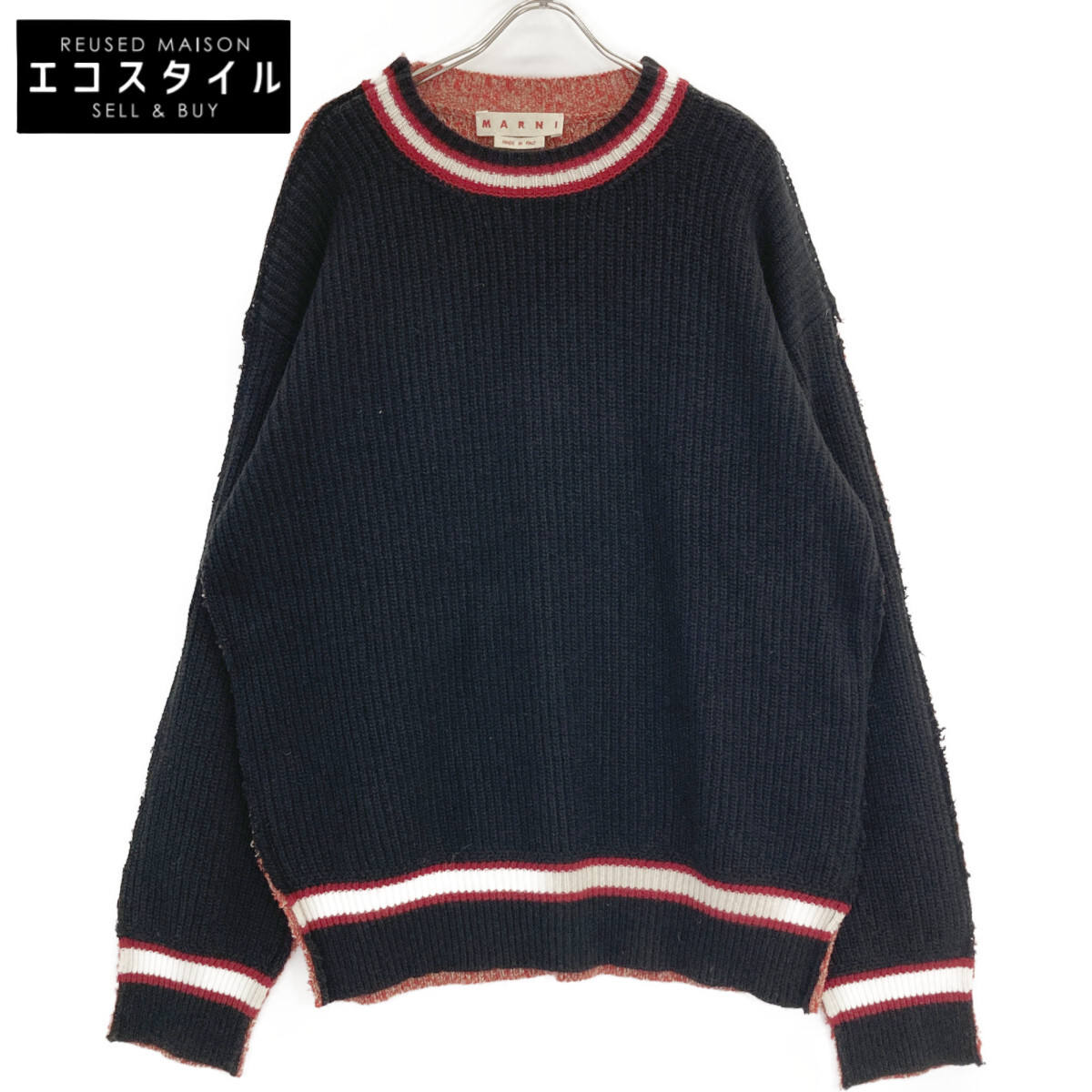 MARNI マルニ 【国内正規】GCMG0285Q0 アルパカ混 前後切替 ニットセーター/ トップス 54 ブラック/レッド メンズ 【中古】 19,690円