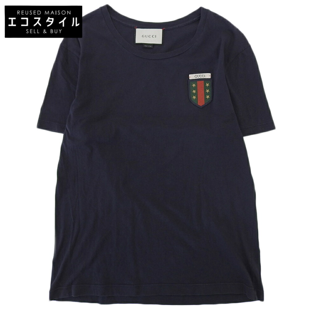 GUCCI グッチ コットン エンブレム Tシャツ トップス メンズ ネイビー S 415708 トップス S ネイビー メンズ 【中古】
