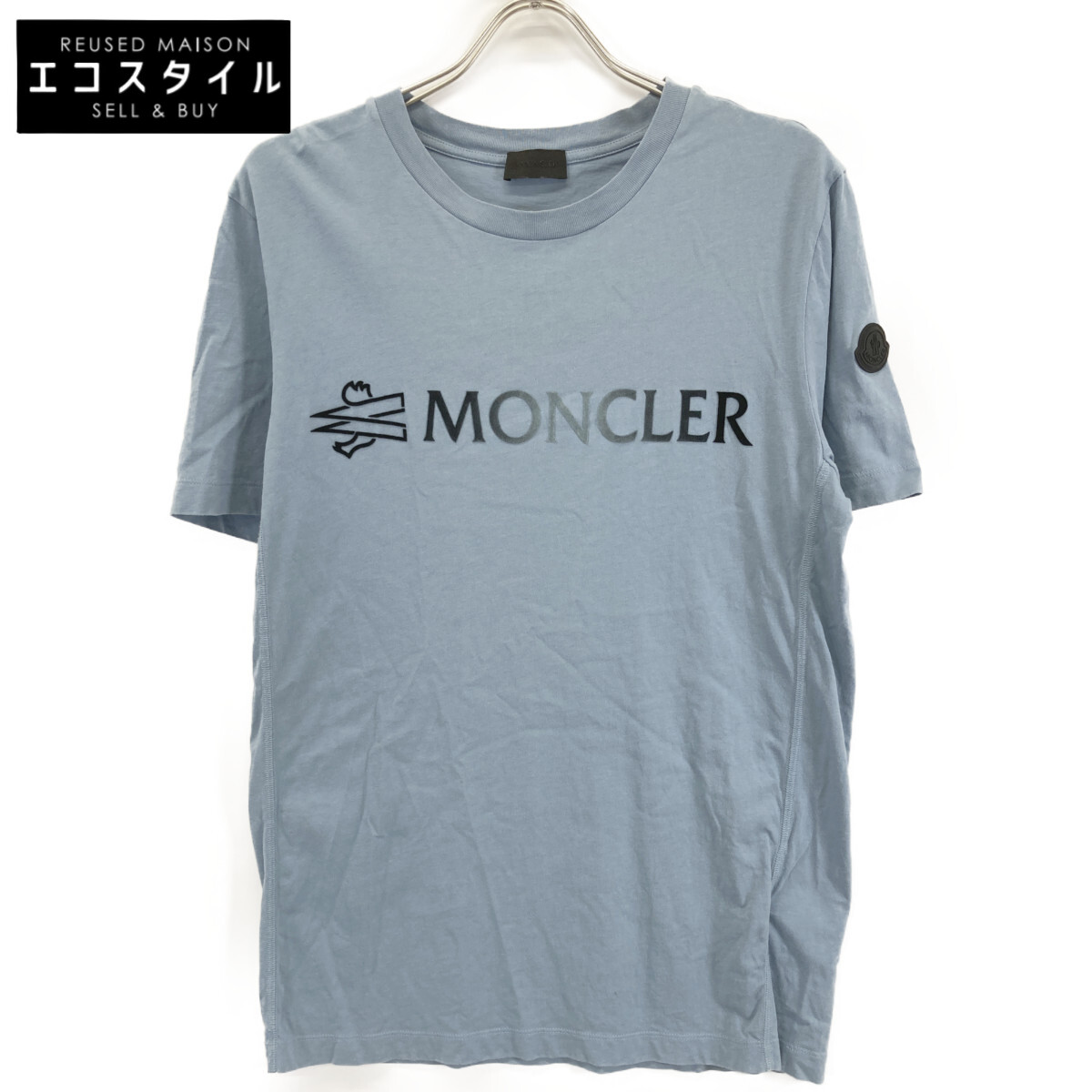 MONCLER モンクレール ﾗｲﾄﾌﾞﾙｰ 22年 ﾛｺﾞ 半袖Tｼｬﾂ トップス ? ライトブルー メンズ 【中古】