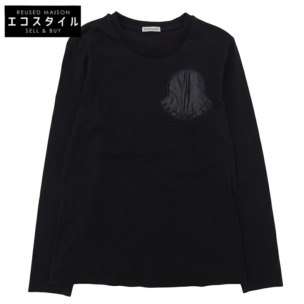 MONCLER モンク線路 美品 綿織物 ロゴタイプ L/S ロンT トップス レディース 黒いこと XS トップス   XS 黒いこと レディース 【中古】