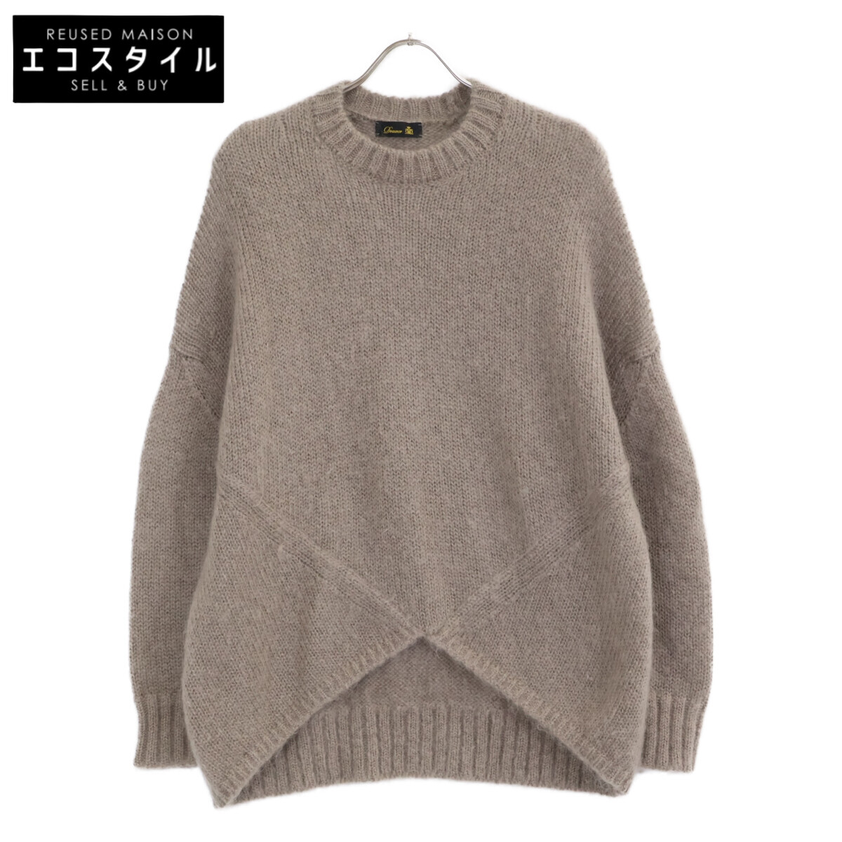 DRAWER ドゥロワー ﾌﾞﾗｳﾝ 22AW 3Gﾓﾍｱ ｳｰﾙ 天竺編み ｸﾙｰﾈｯｸ ﾆｯﾄ トップス ブラウン レディース 【中古】