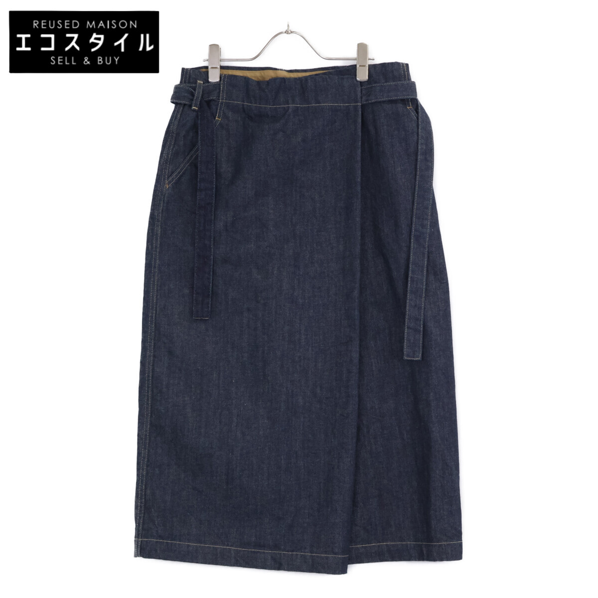 フォーティーファイブアール 販売 45R 綿麻小麦デニムのフレアスカート  