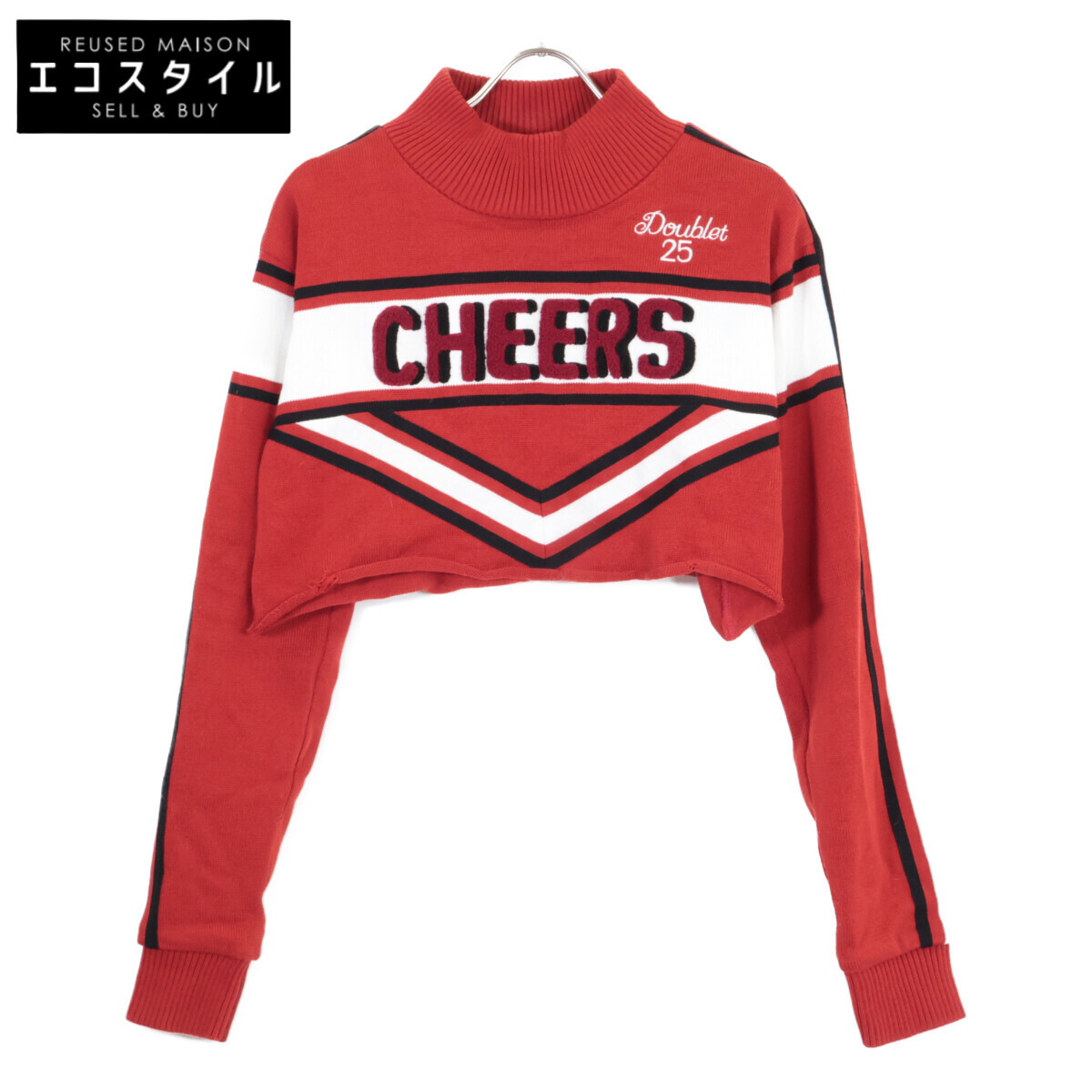 doublet ダブレット 25SS 赤いこと 55KN185 CUTOFF CHEERLEADING PULLOVER トップス   M 赤いこと×白いこと レディース 【中古】