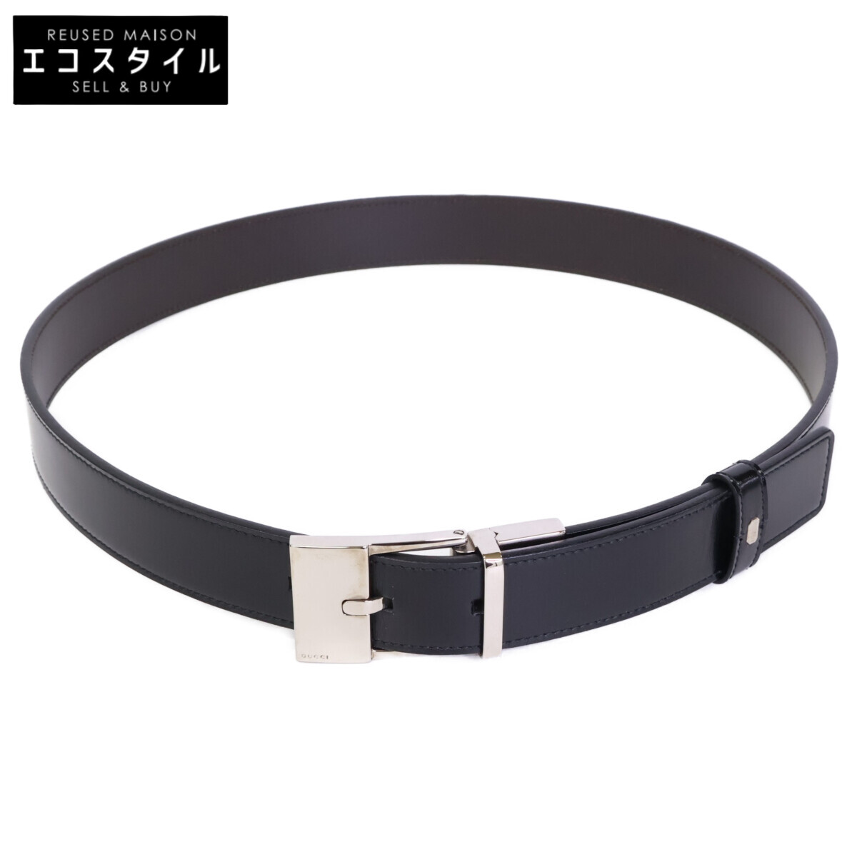 美品　グッチ ベルト GGバックル ブラック　スクエア　245906 メンズ 美品 グッチ ベルト GGバックル ブラック スクエア 245906 メンズ