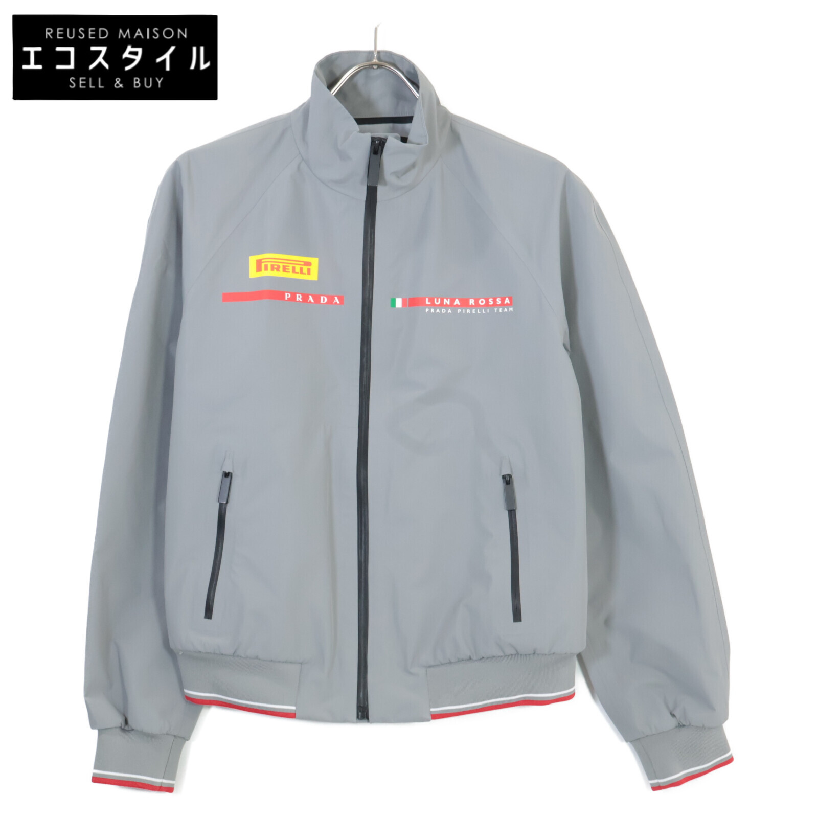 LUNA ROSSA ルナロッサ prada NS104D 19年製 ｸﾞﾚｰ ｿﾌﾄｼｪﾙﾌﾞﾙｿﾞﾝ ｼﾞｬｹｯﾄ ジャケット 40 グレー レディース 【中古】