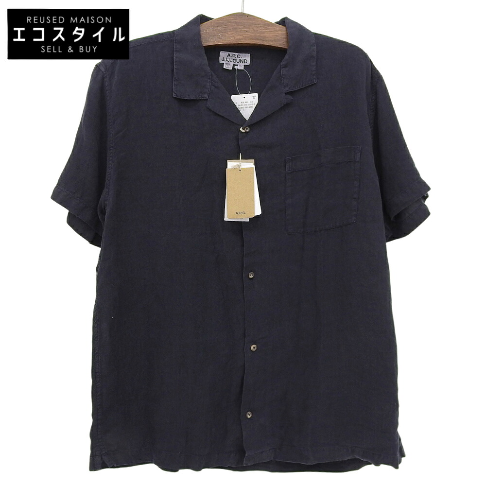 A.P.C. アーペーセー 新品同様 リネン シャツ トップス メンズ ネイビー XL トップス XL ネイビー メンズ 【中古】