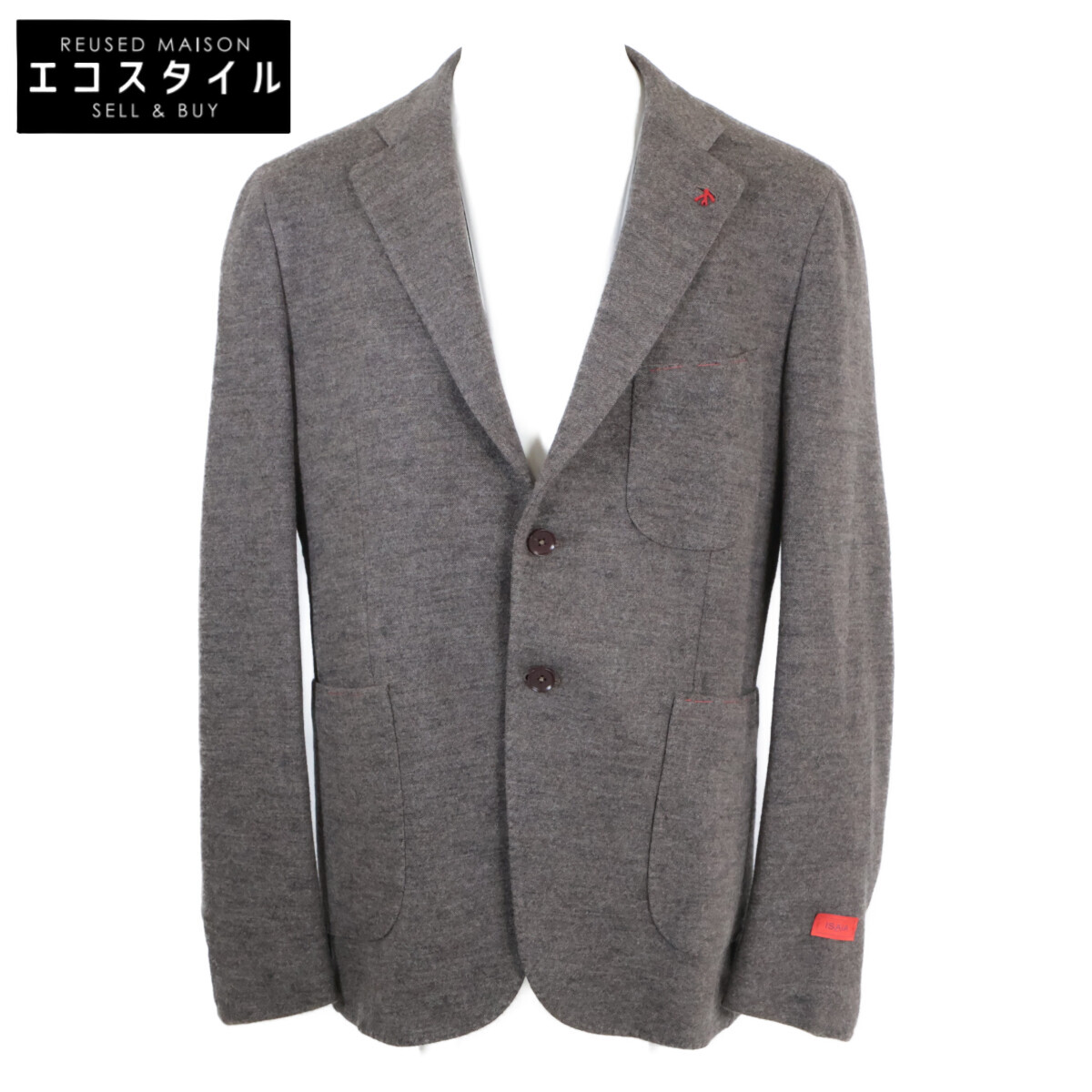 ISAIA イザイア 新品負けず劣らず 007704  羊毛 テーラード 編み物 上衣 上衣   50 薄墨色 メンズ 【中古】
