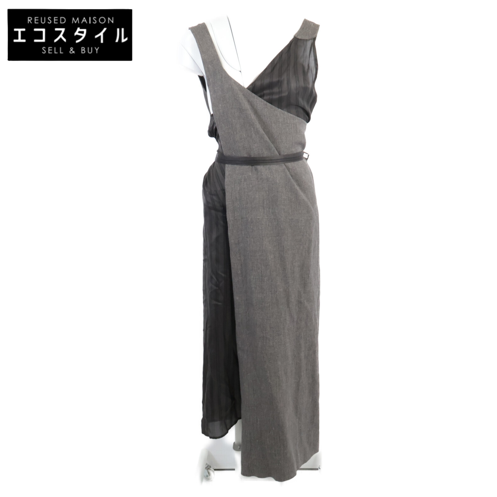 beautifulpeople ビューティフルピープル 薄墨色 wool linen tweed butchers apron dress 衣裳   36 薄墨色 レディース 【中古】