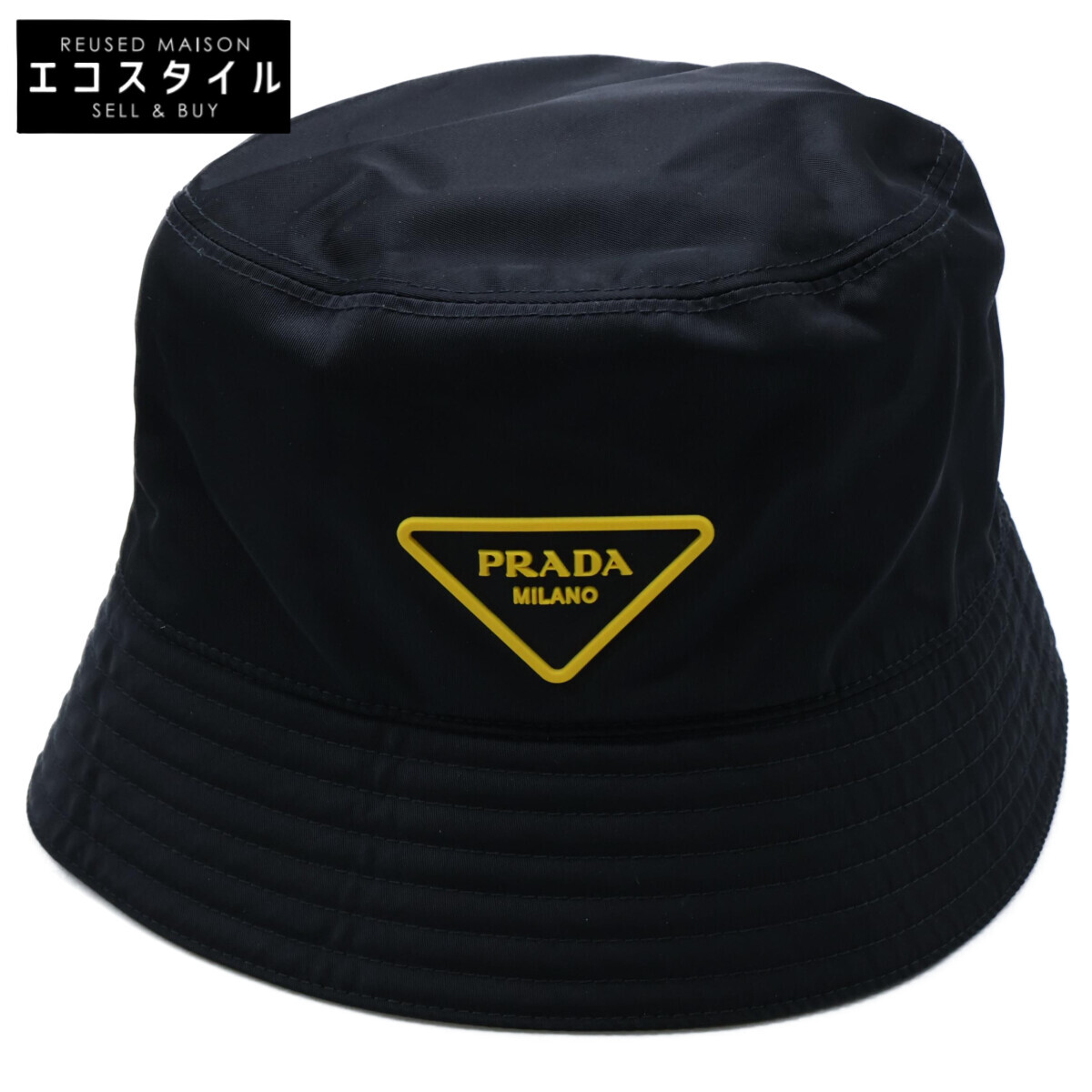 PRADA バケハ ブラック プラダ ハット 帽子 バケットハット トライアングルロゴ ブラック