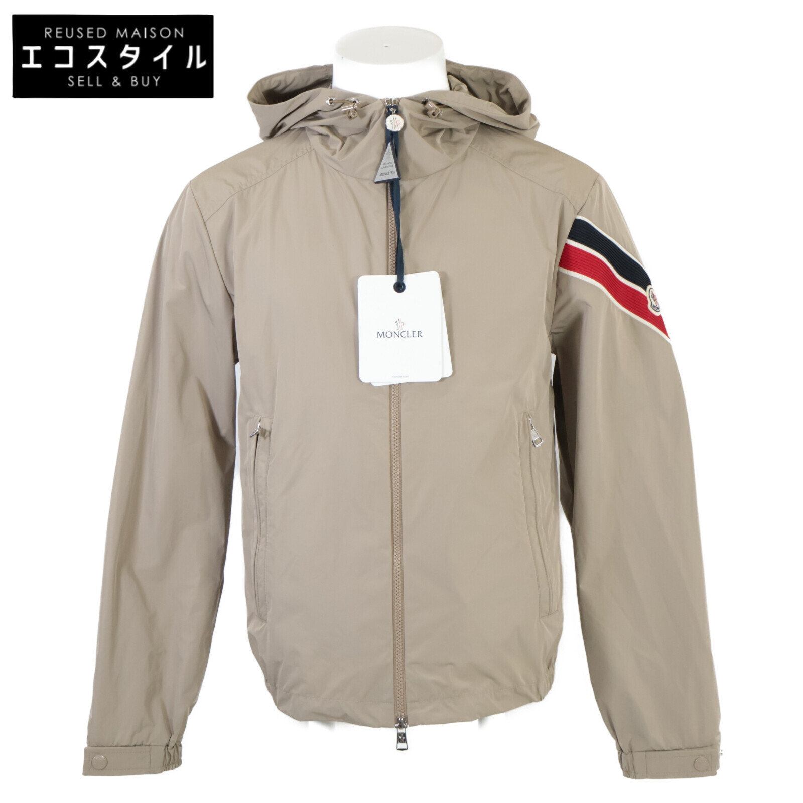 MONCLER モンク軌跡 新品負けず劣らず 23年製 CLAUT/クラウト ジップアップ フーディブルゾン 上衣   O ベージュ メンズ 【中古】
