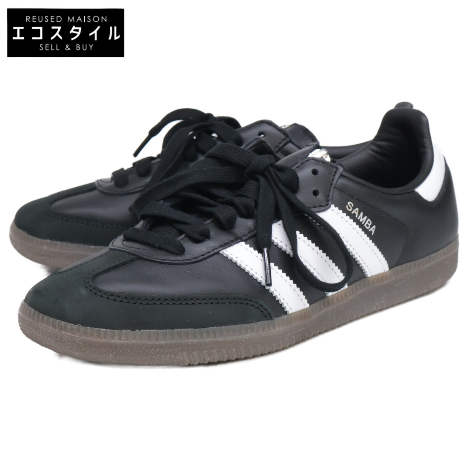 adidas アディダス ｘJeremy Scott【新品同様】JQ8835 Samba OG ローカットスニーカー/ シューズ 25.0 ブラック メンズ 【中古】