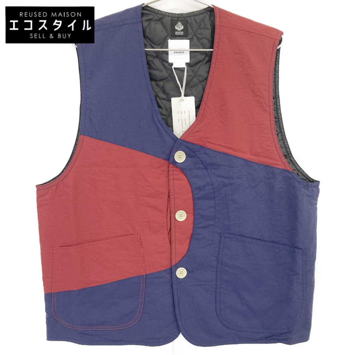 Mountain Research マウンテン リサーチ M2401006 ﾈｲﾋﾞｰ×ﾊﾞｰｶﾞﾝﾃﾞｨ B.P'S PANELED HUNTING VEST ベスト L ネイビー×バーガンディ メンズ 【中古】