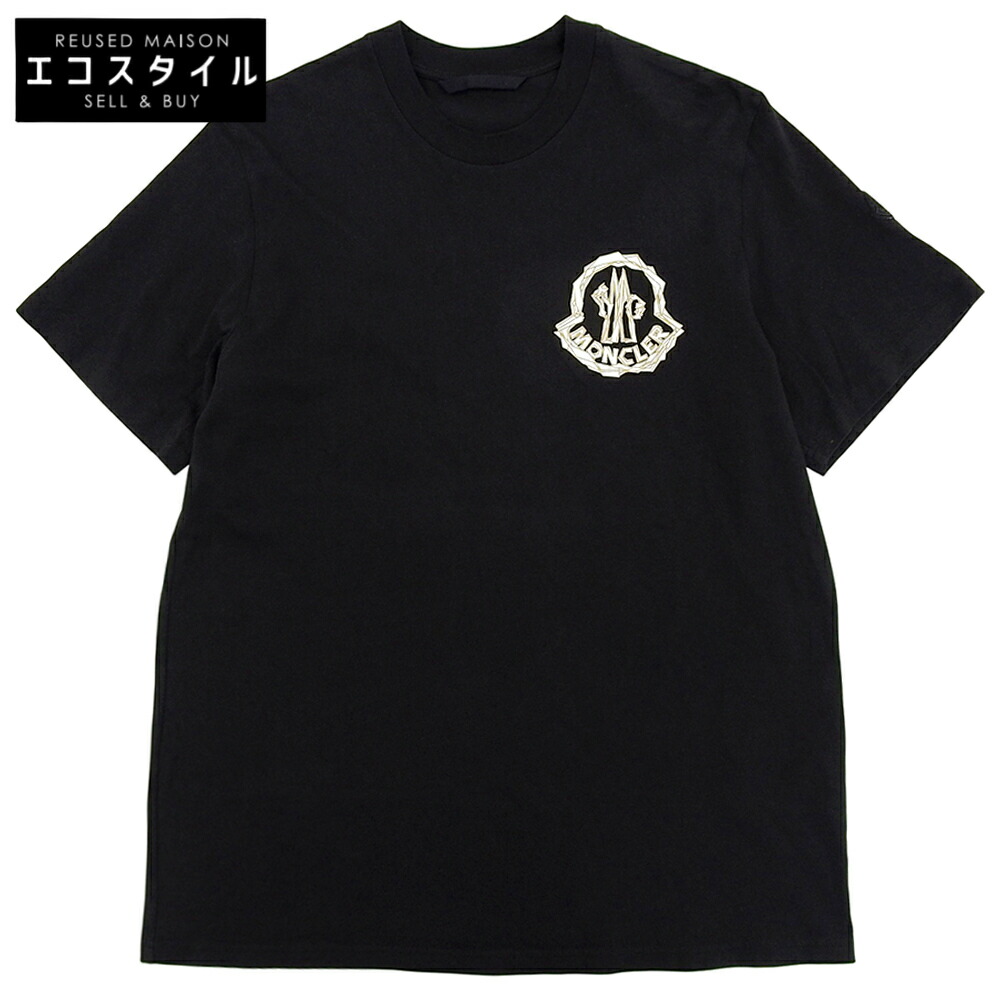MONCLER モンクレール コットン 胸ロゴ Tシャツ トップス メンズ 黒 ブラック XL 24年製 SS トップス XL ブラック メンズ 【中古】