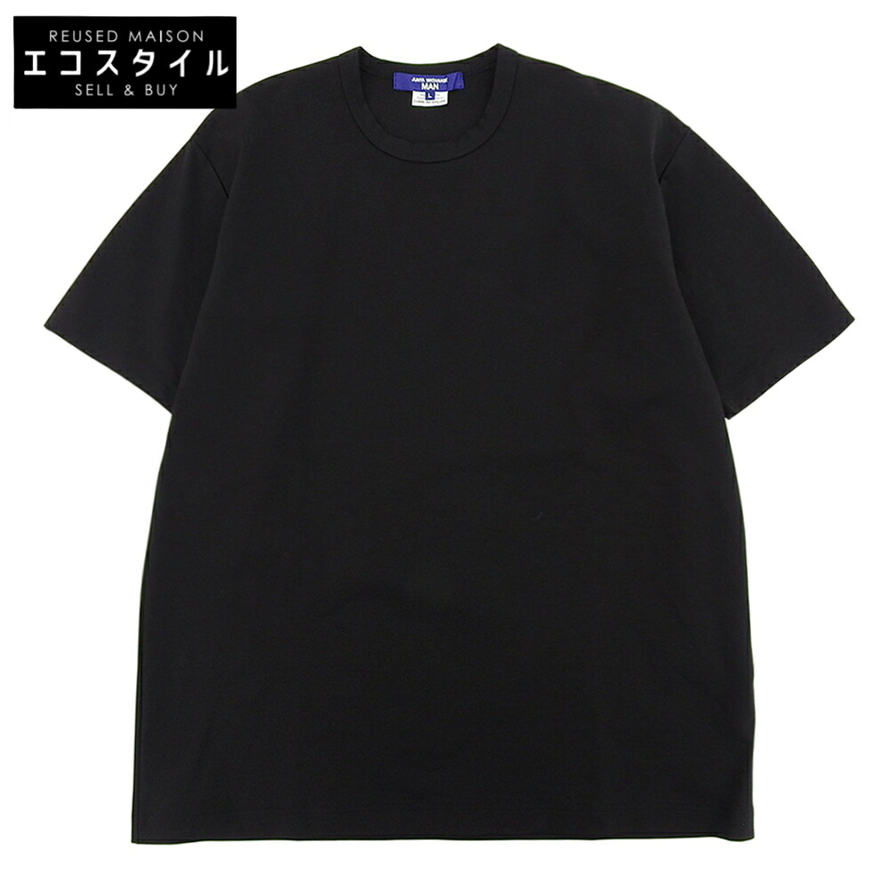 JUNYA WATANABE MAN ジュンヤワタナベマン 美品 綿 ナイロンポンチ 無地TEE トップス メンズ 黒 ブラック L WO-T013 AD2024 25SS トップス L ブラック メンズ 【中古】