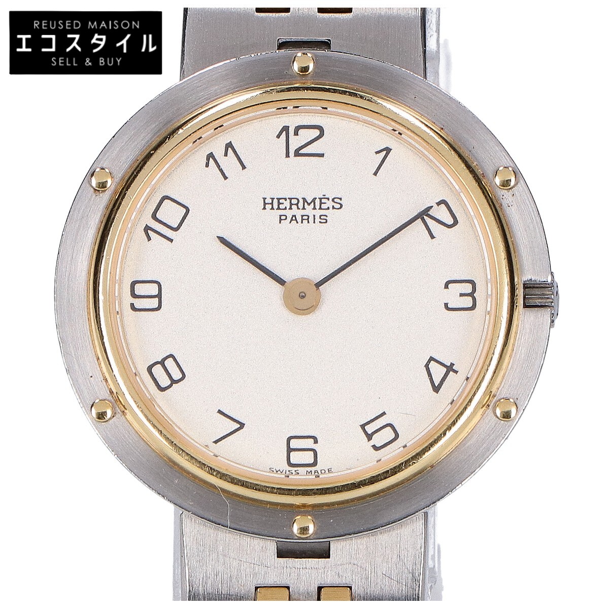 楽天市場】HERMES エルメス オリンピア アイボリー文字盤 SS GP コンビ