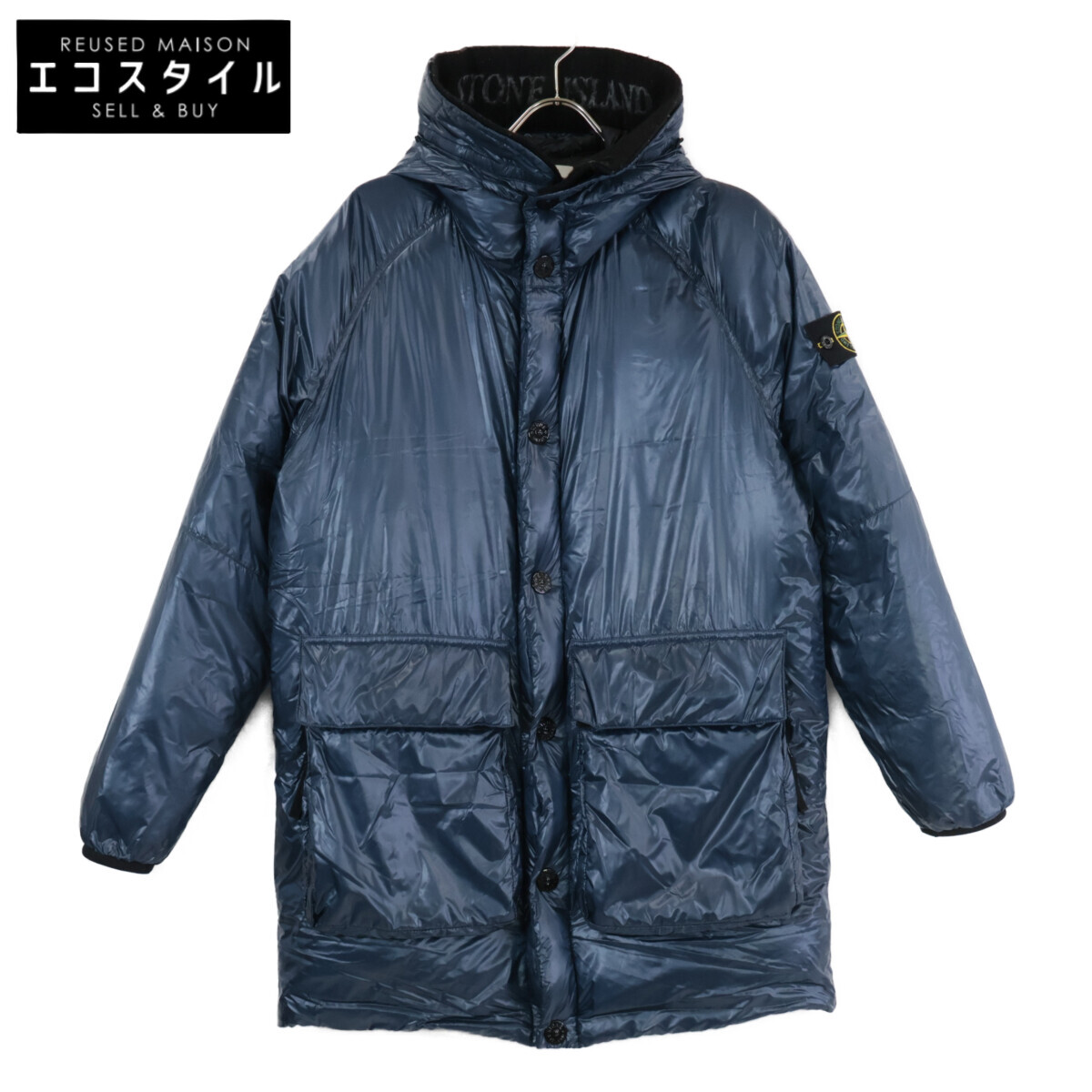 STONE ISLAND ストーンアイランド 【国内定め事】691570821 PERTEX QUANTUM Y DOWN PARKA フーディダウン 上衣 S 米国海軍 メンズ 【中古】
