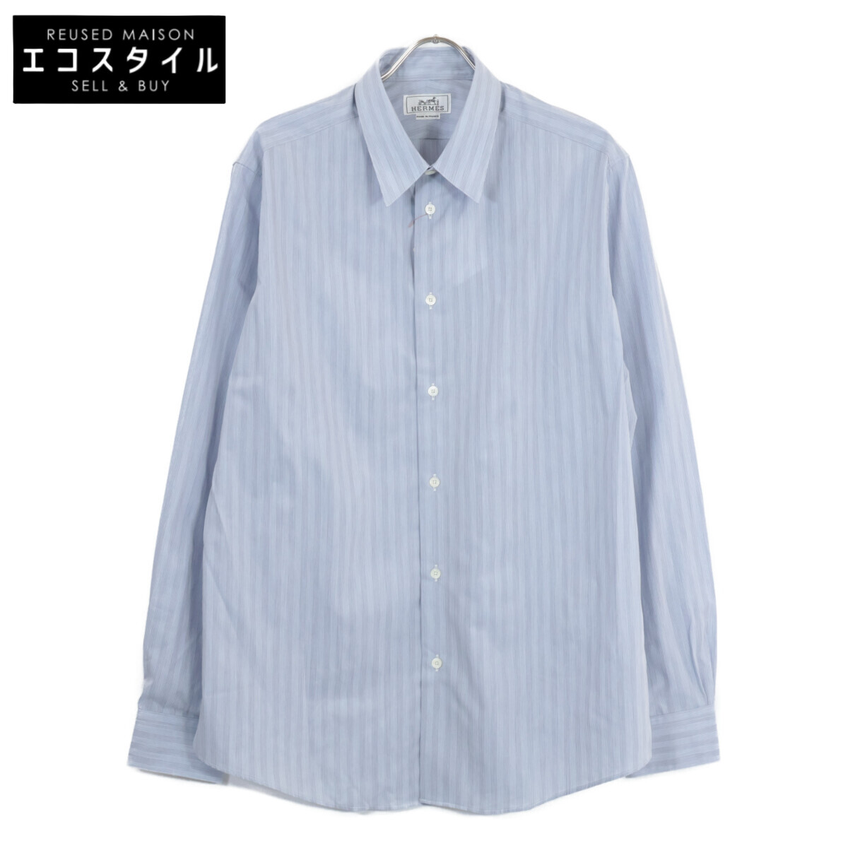 ［新品］HERMES エルメス ライトブルー ドレスシャツ 38/15 楽天市場】【HERMES】エルメス ホース刺繍 ストライプ セリエボタン