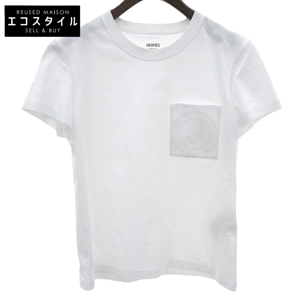 HERMES エルメス 美品 衣嚢青写真 プルオーバー トップス レディース 白いこと 36 47-7703 トップス   36 白いこと レディース 【中古】