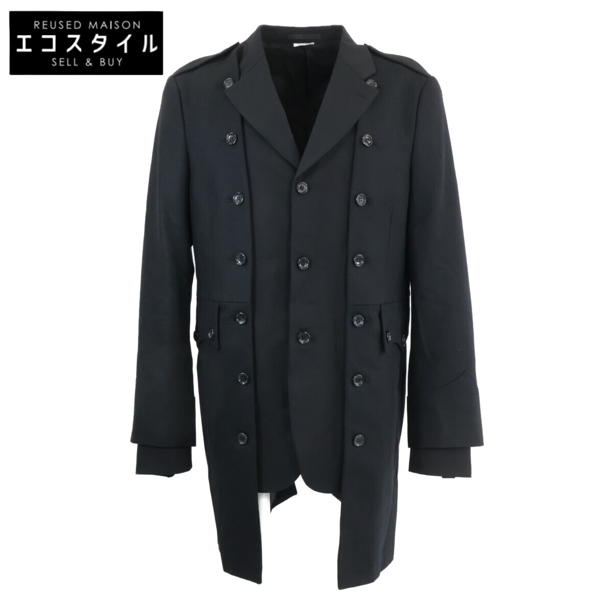 COMMEdesGARCONS HOMME PLUS コムデギャルソンオムプリュス 【新品同様/25AW】PP-J042 AD2025 ウールギャバジン フラノ ジャケット L ブラック メンズ 【中古】