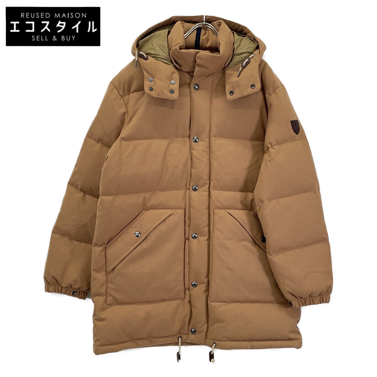 POLO RALPH LAUREN ポロ ラルフローレン ベージュ ウール フーデッド パデッド ダウン コート コート L キャメル メンズ 【中古】｜ブランドリユース エコスタイル 41,690円