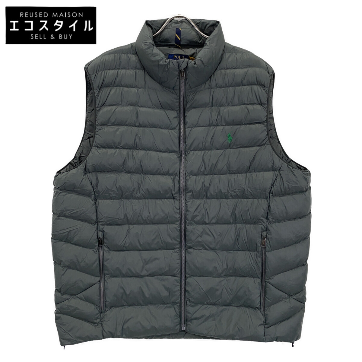 POLO RALPH LAUREN ポロ ラルフローレン グリーン 中綿 ロゴ ベスト ベスト XXL カーキ メンズ 【中古】