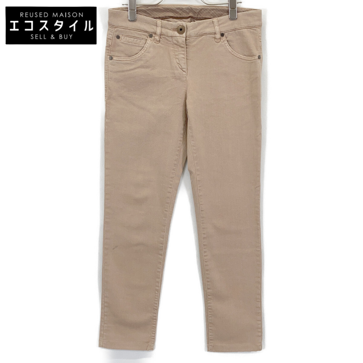 BRUNELLO CUCINELLI ブルネロクチネリ ﾌﾞﾗｳﾝ ﾃｰﾊﾟｰﾄﾞﾃﾞﾆﾑﾊﾟﾝﾂ ボトムス 40 ベージュ レディース 【中古】 ズボン・パンツ-メンズファッション
