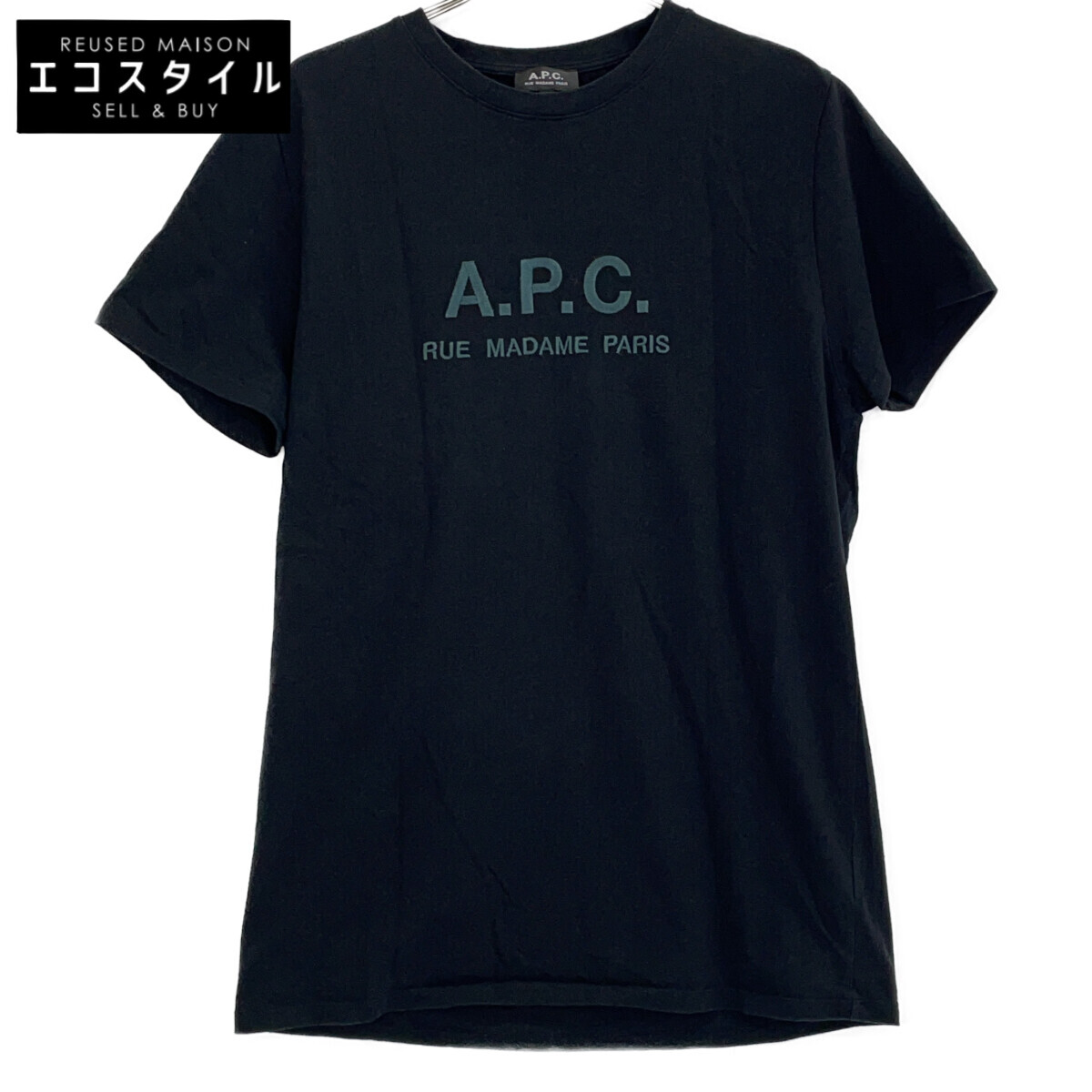 A.P.C. アーペーセー ﾌﾘｰｸｽｽﾄｱ別注 24233-1-96751 ﾌﾞﾗｯｸ ﾋﾞｯｸﾞｼﾙｴｯﾄ RUE MADAME TEE トップス L ブラック 【中古】