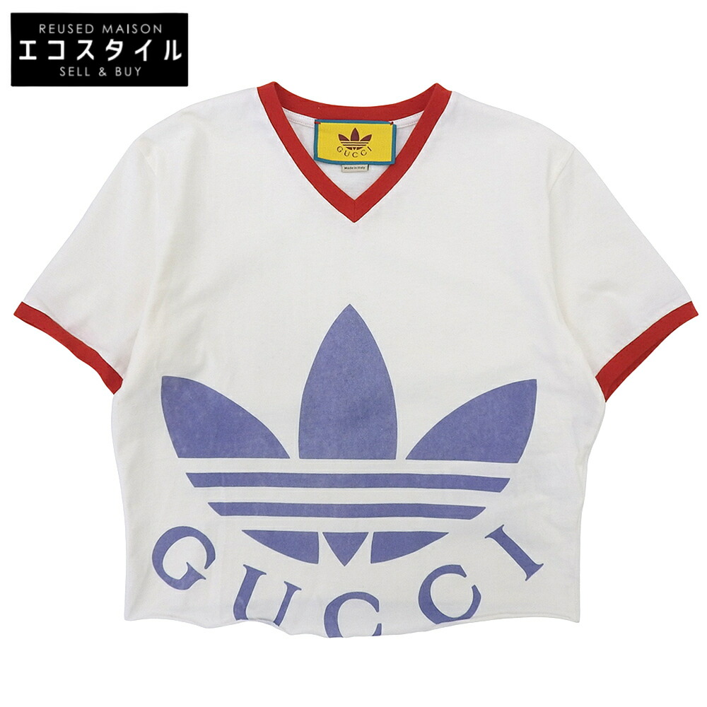 GUCCI グッチ 美品 ロゴ クロップドTシャツ トップス レディース ホワイト XS 693637 トップス XS ホワイト レディース 【中古】