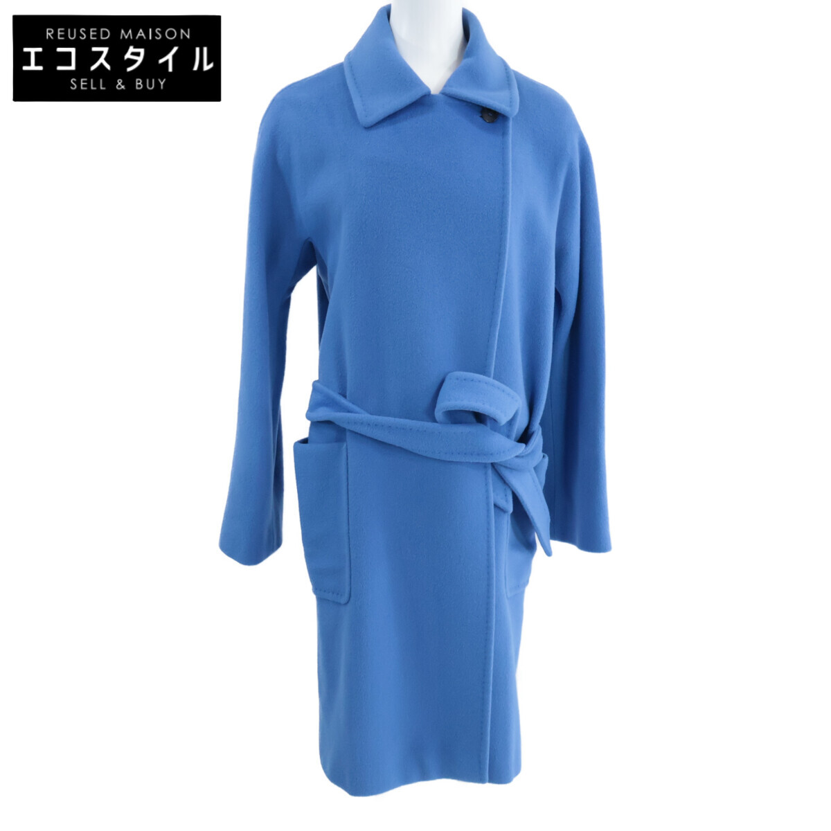 Max Mara マックスマーラ 10861763 ベルテッド ロングコート コート 42 ブルー レディース 【中古】