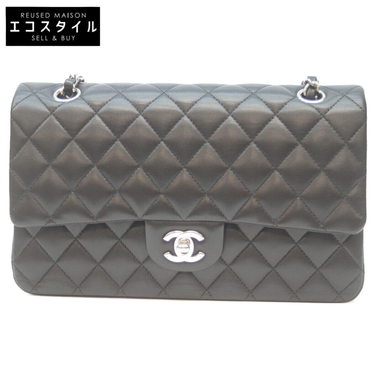 CHANEL シャネル A01112 21番 黒 ﾗﾑ ｼﾙﾊﾞｰ金具 Wﾌﾗｯﾌﾟ ﾏﾄﾗｯｾ25 ショルダーバッグ ブラック/シルバー金具 レディース 【中古】