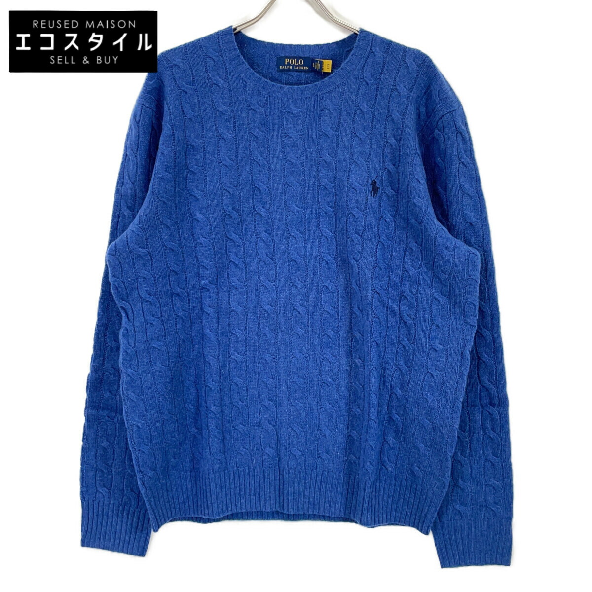 POLO RALPH LAUREN ポロ ラルフローレン ﾌﾞﾙｰ ｳｰﾙｶｼﾐﾔ ｹｰﾌﾞﾙ ｾｰﾀｰ トップス XL ブルー メンズ 【中古】 14,128円