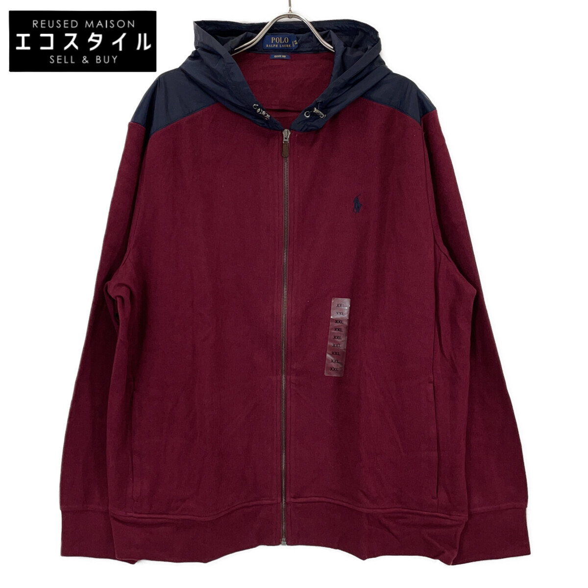 POLO RALPH LAUREN ポロ ラルフローレン ﾎﾞﾙﾄﾞｰ ﾅｲﾛﾝ切替 ﾆｯﾄｼﾞｯﾌﾟﾊﾟｰｶｰ トップス XXL ボルドー メンズ 【中古】