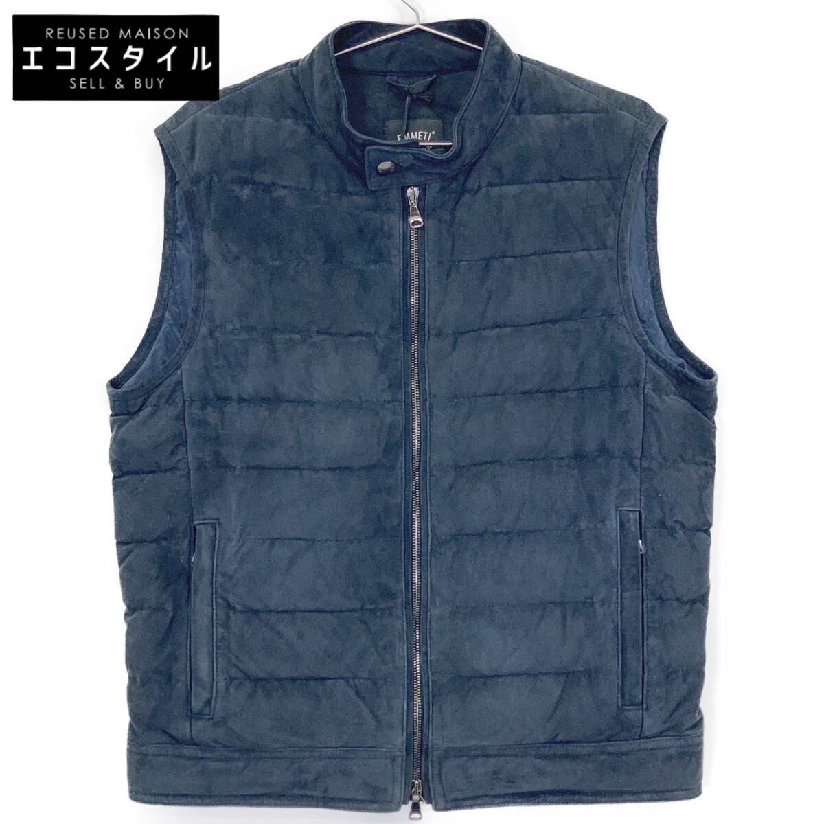 EMMETI エンメティー 濃灰色 スエードクロス  JURI DOWN VEST/ユウリダウンベスト より良い   46 米国海軍×赤いこと メンズ 【中古】