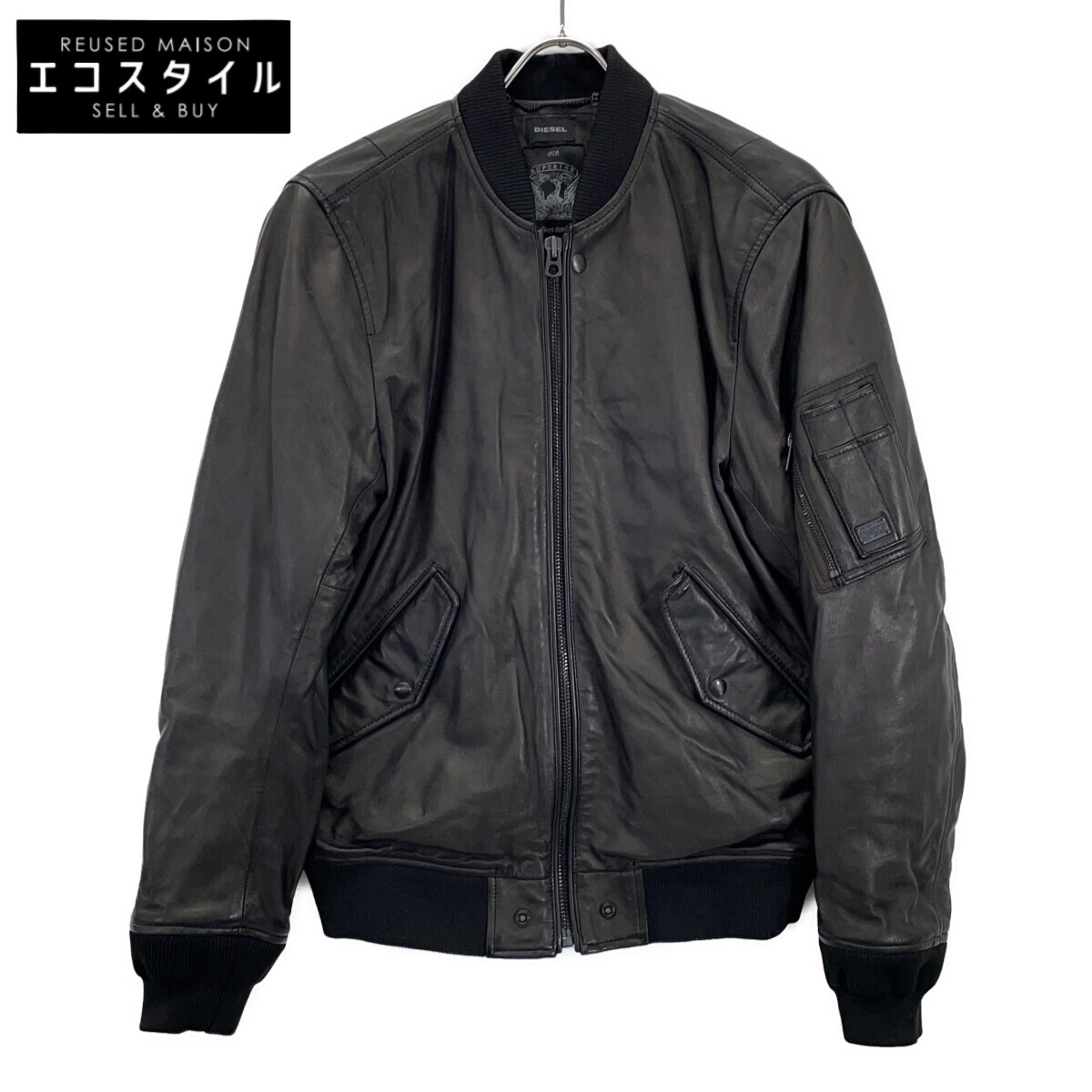 楽天市場】DIESEL ディーゼル ラムレザーパーカー S ネイビー 革ジャン
