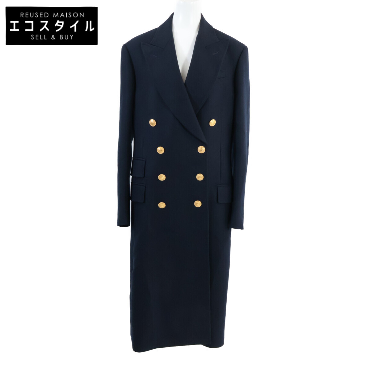 GUCCI グッチ 【美品/国内置き目】711013 カシミール100％ 金名取り草 ダブル前胸部 厚地の外套 42 米国海軍 レディース 【中古】
