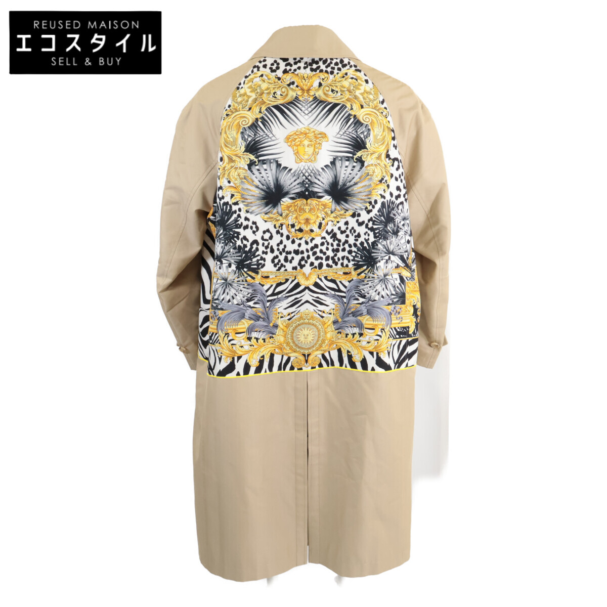 COMMEdesGARCONS JUNYA WATANABE コムデギャルソンジュンヤワタナベ ｘVERSACE ヴェルサーチ バックワイルドバロックスカーフ 厚地の外套 XS ベージュ メンズ 【中古】
