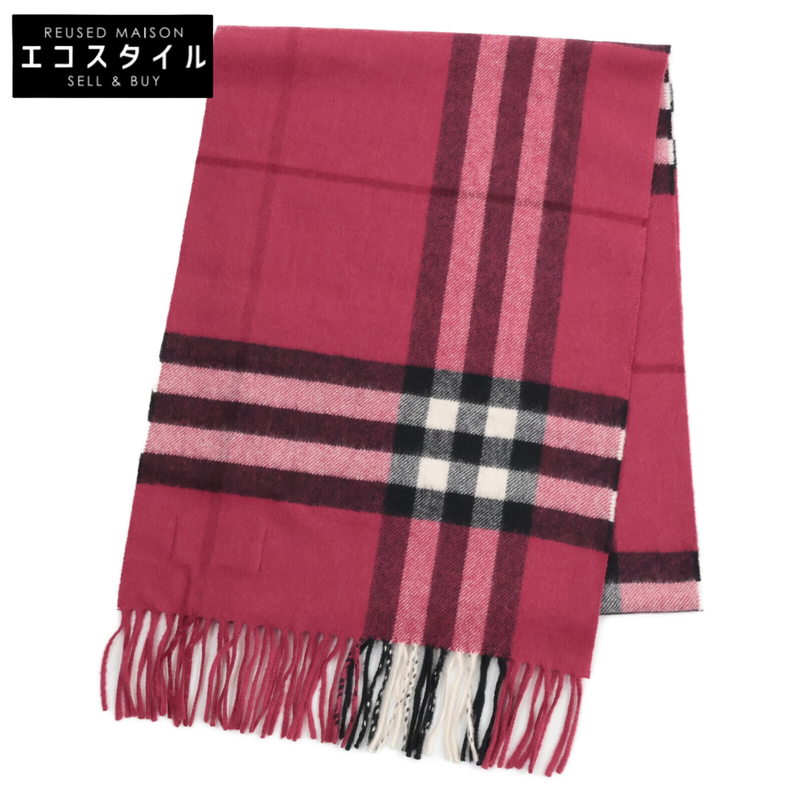 BURBERRY バーバリー 3895093/66L ヴィンテージチェック カシミヤ マフラー 168 x 30cm ピンク レディース 【中古】｜ブランドリユース エコスタイル