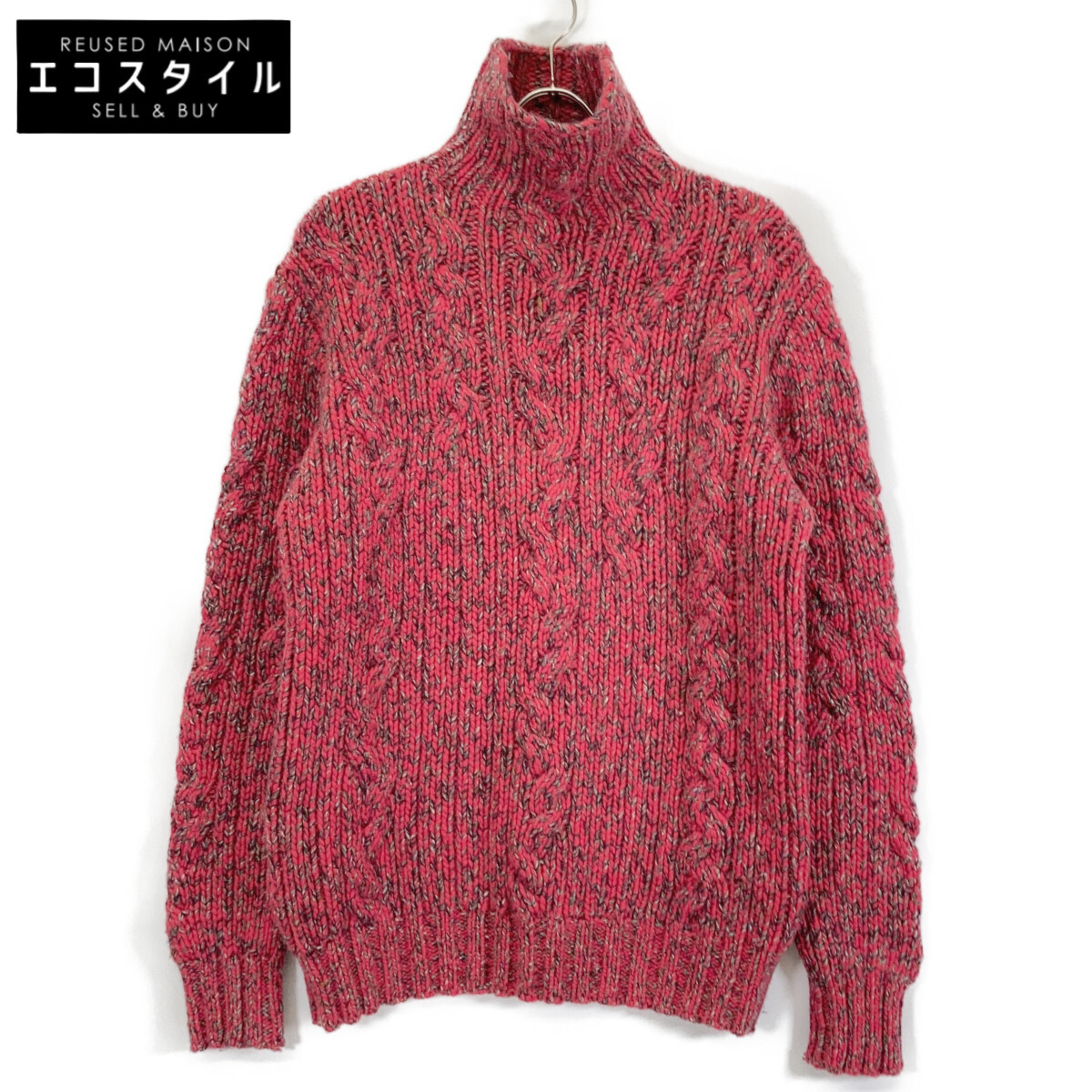 HERMES エルメス 90-00s カシミール ローゲージハイネックニット 赤いこと トップス   L 赤いこと メンズ 【中古】